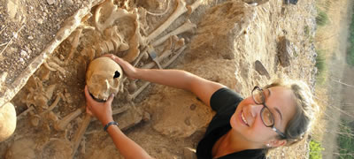 Student working in a tomb