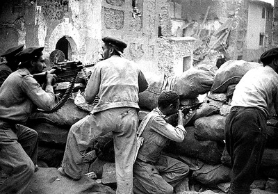 Militiamen during the Spanish Civil War in Belchite