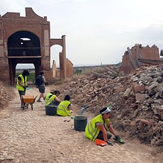 Excavation next to the gate of the old town of Belchite