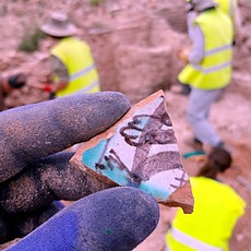 Medieval glazed pottery sherd recovered during the excavation