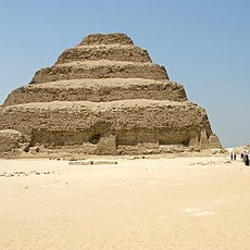 The Step Pyramid of Djoser at Saqqara, the earliest large-scale stone monument in Egypt, built around 2650 BC.